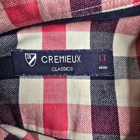 CREMIEUX CLASSICS Mens LT  Red Navy Gingham Plaid Long Sleeve Button Shirt Tall - Picture 12 of 15
